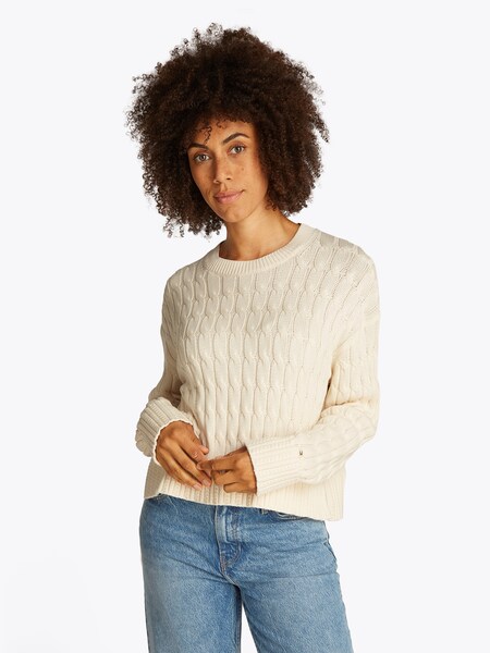 Bild von Tommy Hilfiger Rundhalspullover »SOFT CO CABLE C-NK LS SWT«, mit Zopfmuster