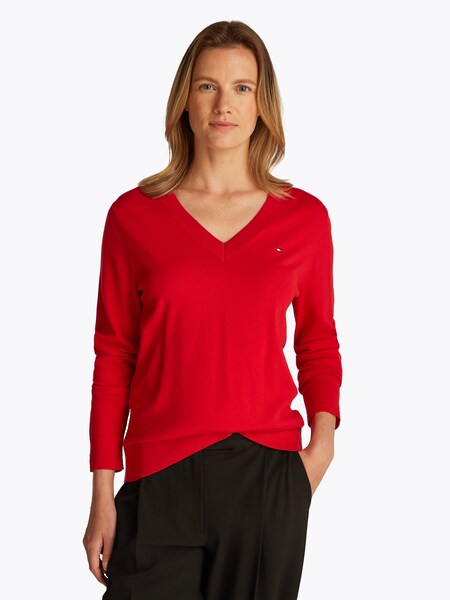 Bild von Tommy Hilfiger V-Ausschnitt-Pullover, mit Logo-Stickerei
