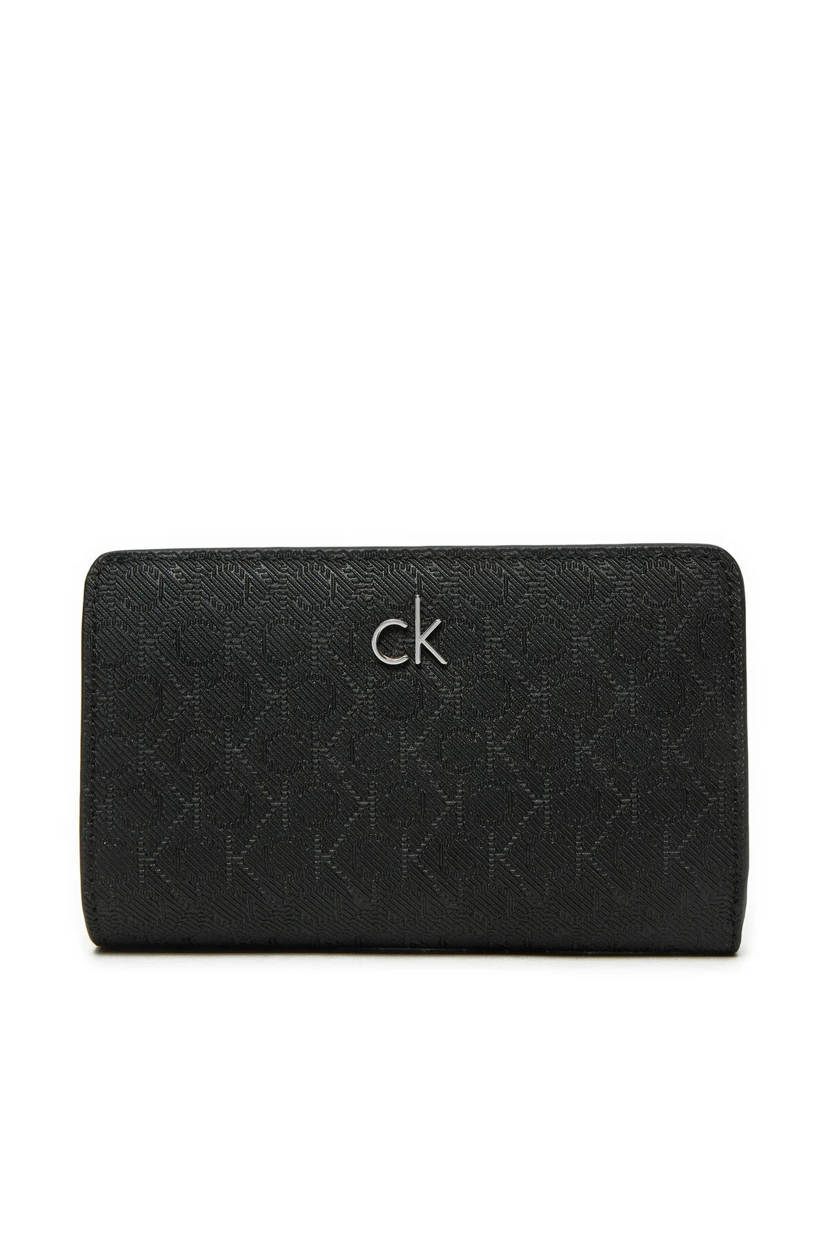 Bild von Calvin Klein Geldbörse Aus Schwarzem Leder Mit Ck-monogramm-logo Und Reißverschluss Und Münzfach K60k 612824 -0gj für Damen - One Size