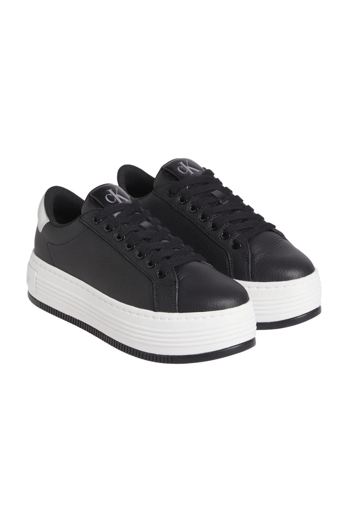 Bild von Calvin Klein Low-top-sneaker Aus Schwarzem Leder Mit Plateausohle -0gl für Damen - 38
