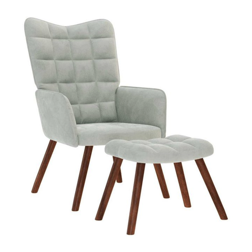 Bild von vidaXL Relaxsessel mit Hocker Hellgrau Samt