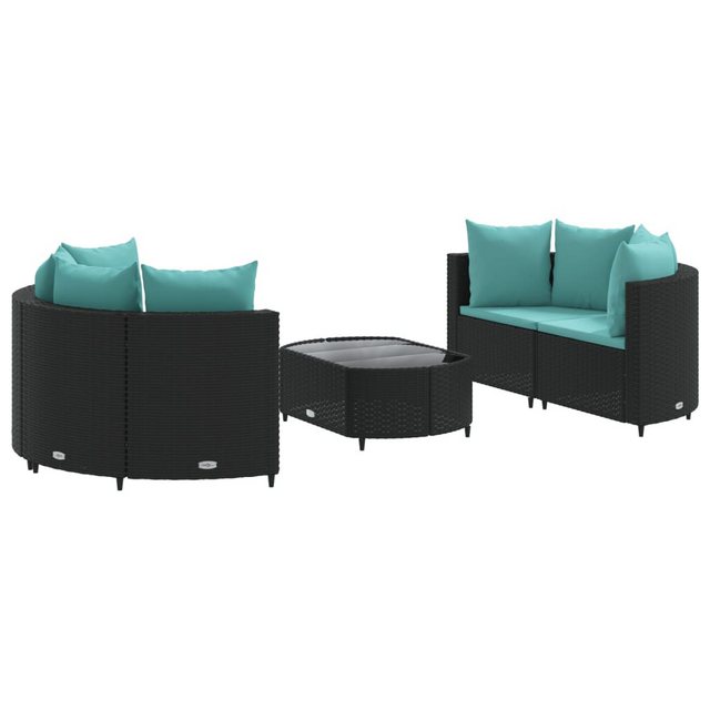 Bild von VidaXL, Gartenlounge, Gartenmöbel Sofa Garnitur Lounge Sitzgruppe 5-tlg. Schwarz Poly Rattan