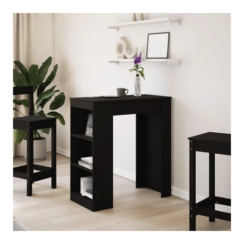 Bild von vidaXL Esstisch Bartisch mit Regal Schwarz 95x47x103,5 cm