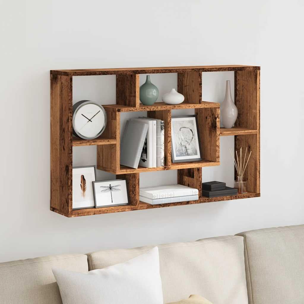 Bild von vidaXL Wandregal Altholz 85x16x52,5 cm Holzwerkstoff, Wandablage, schwebendes Regal, Ausstellungsregal, Schweberegal, Hängeregal, Regal, Bücherregal