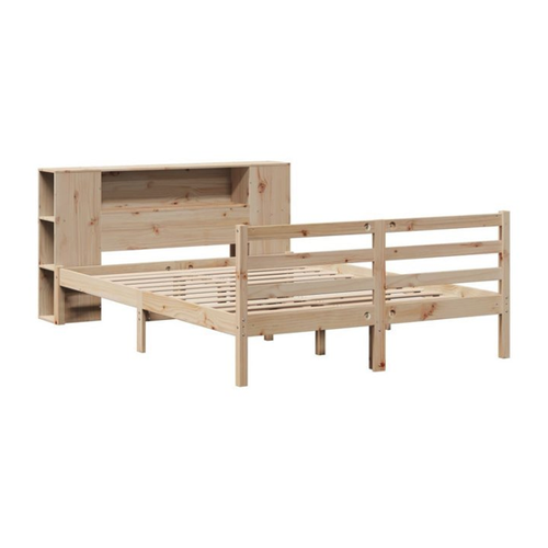 Bild von VidaXL Massivholzbett mit Regal – 135x190 cm Kiefernholz