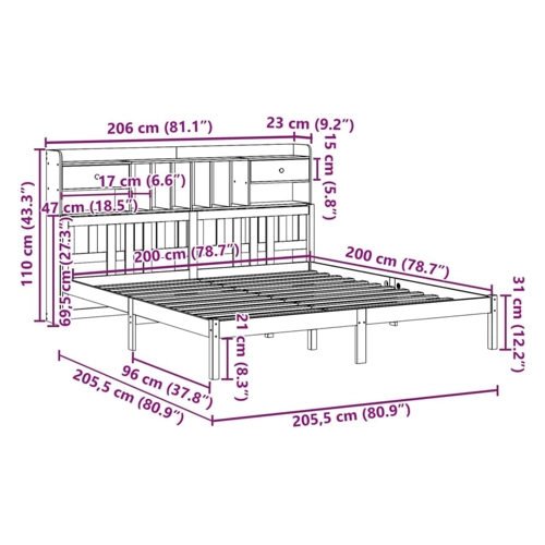 Bild von vidaXL Massivholzbett mit Regal – Das ideale Bett für Ihr Schlafzimmer