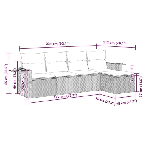 Bild von vidaXL Gartenlounge-Set 5-tlg. – Vielseitige Garten-Sofagarnitur aus Poly Rattan