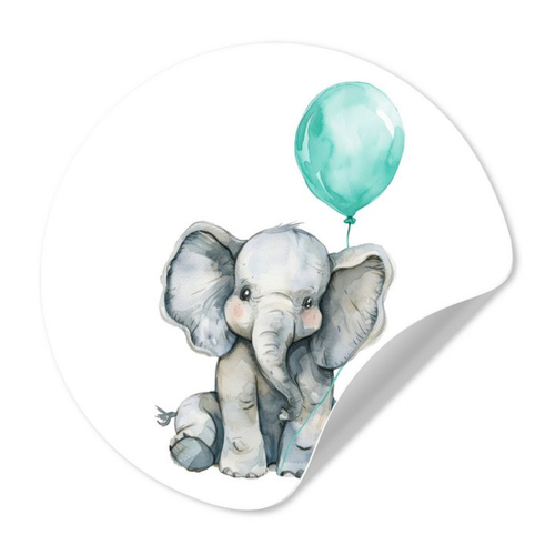 Bild von MuchoWow Wandsticker Elefant - Baby - Tiere - Blauer Ballon