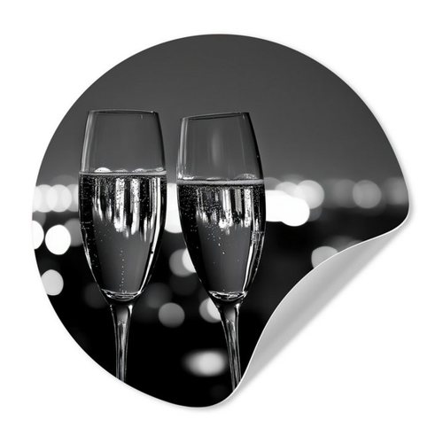 Bild von MuchoWow Wandsticker Seifenblasen - Prost - Champagnergläser - Lichter der Stadt