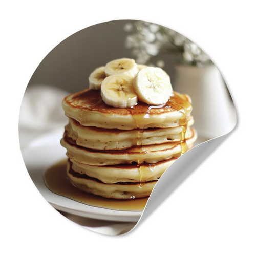 Bild von MuchoWow Wandsticker Pfannkuchen - Banane - Sirup - Weiß - Beige (1 St) – Wandtattoo für Ihr Zuhause