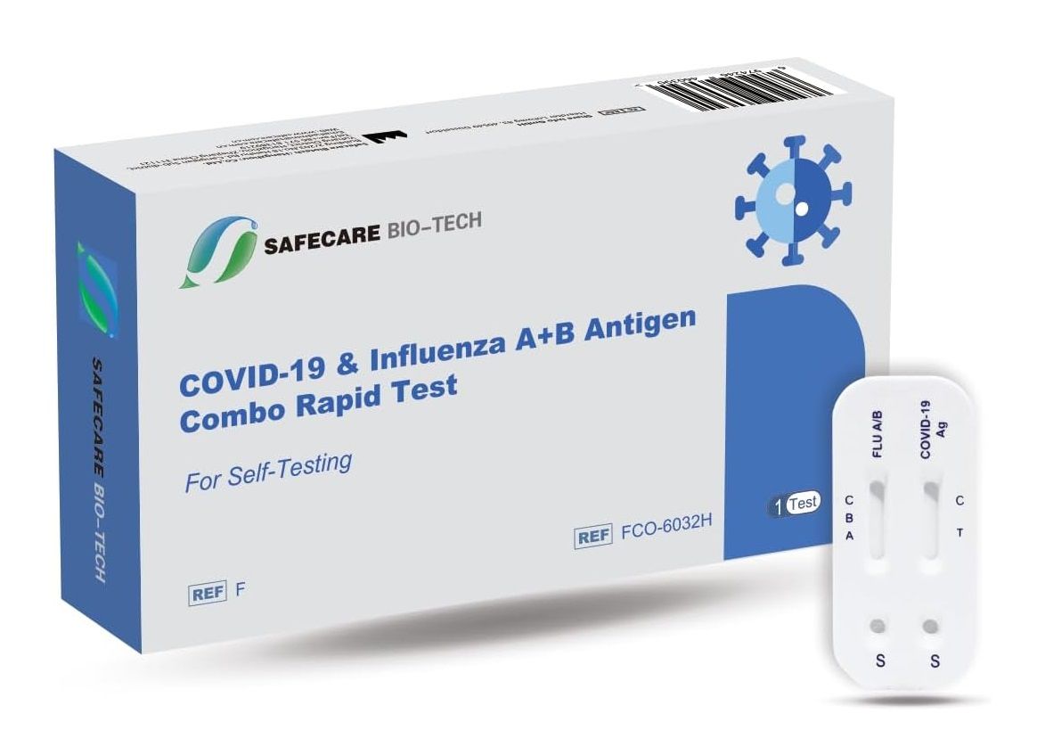 Bild von Safecare 3in1 Influenza A+B COVID-19 Antigen Combo Schnelltest + Gratis BLT Desinfektionsmittel
