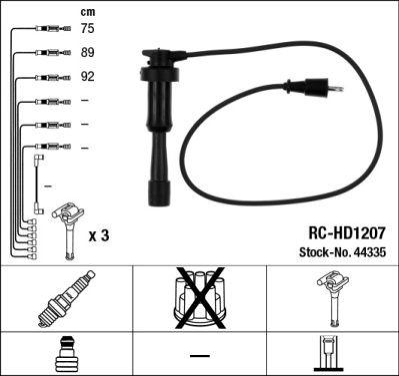 Bild von NGK Zündleitungssatz schwarz für HYUNDAI KIA 27501-39A00 44335