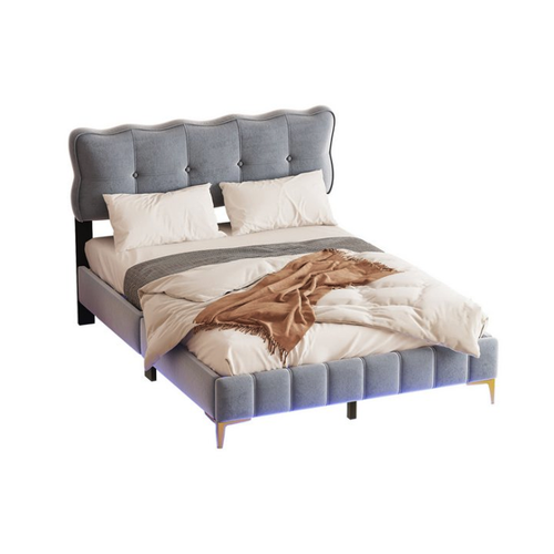 Bild von Stylisches OKWISH Polsterbett mit LED-Leuchten