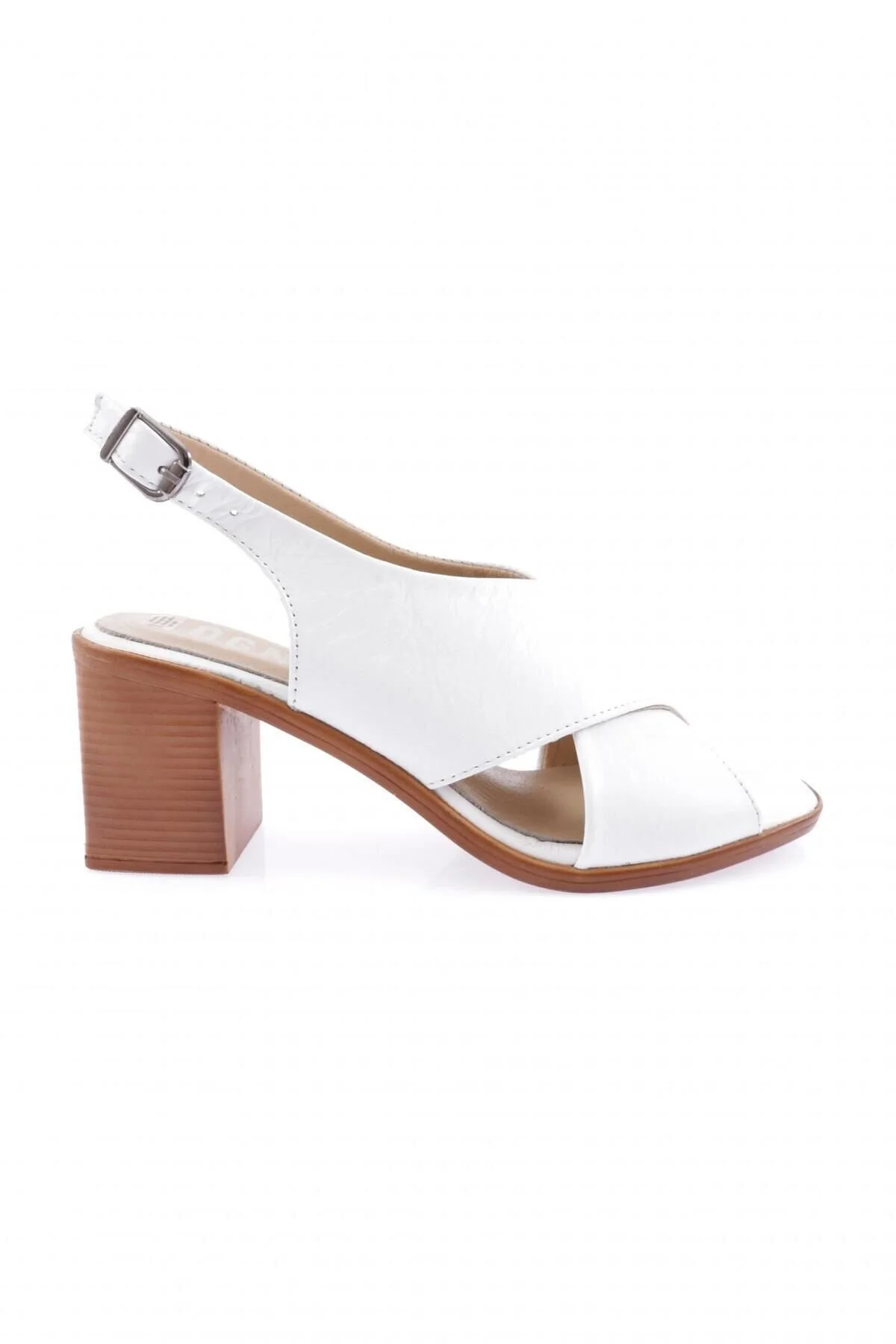 Bild von DGN Sandalen Mit Absatz Aus Echtem Leder, Modell 5450, Weiß, Mit Überkreuzten Riemen für Damen - 39