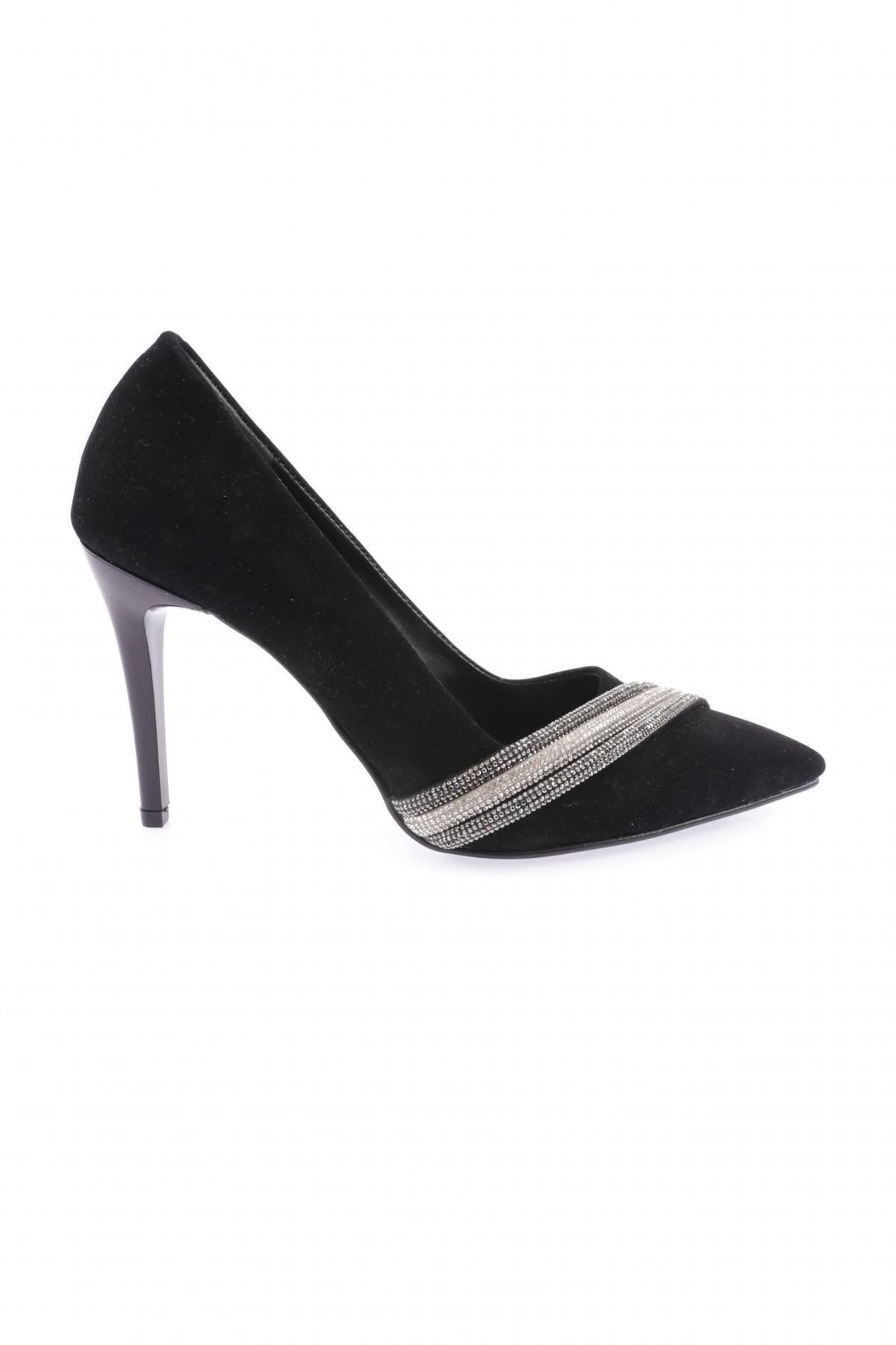 Bild von DGN Ysf-05-23y Schwarze Abendschuhe Aus Samt Silberfarbene Steinbänder für Damen - 36