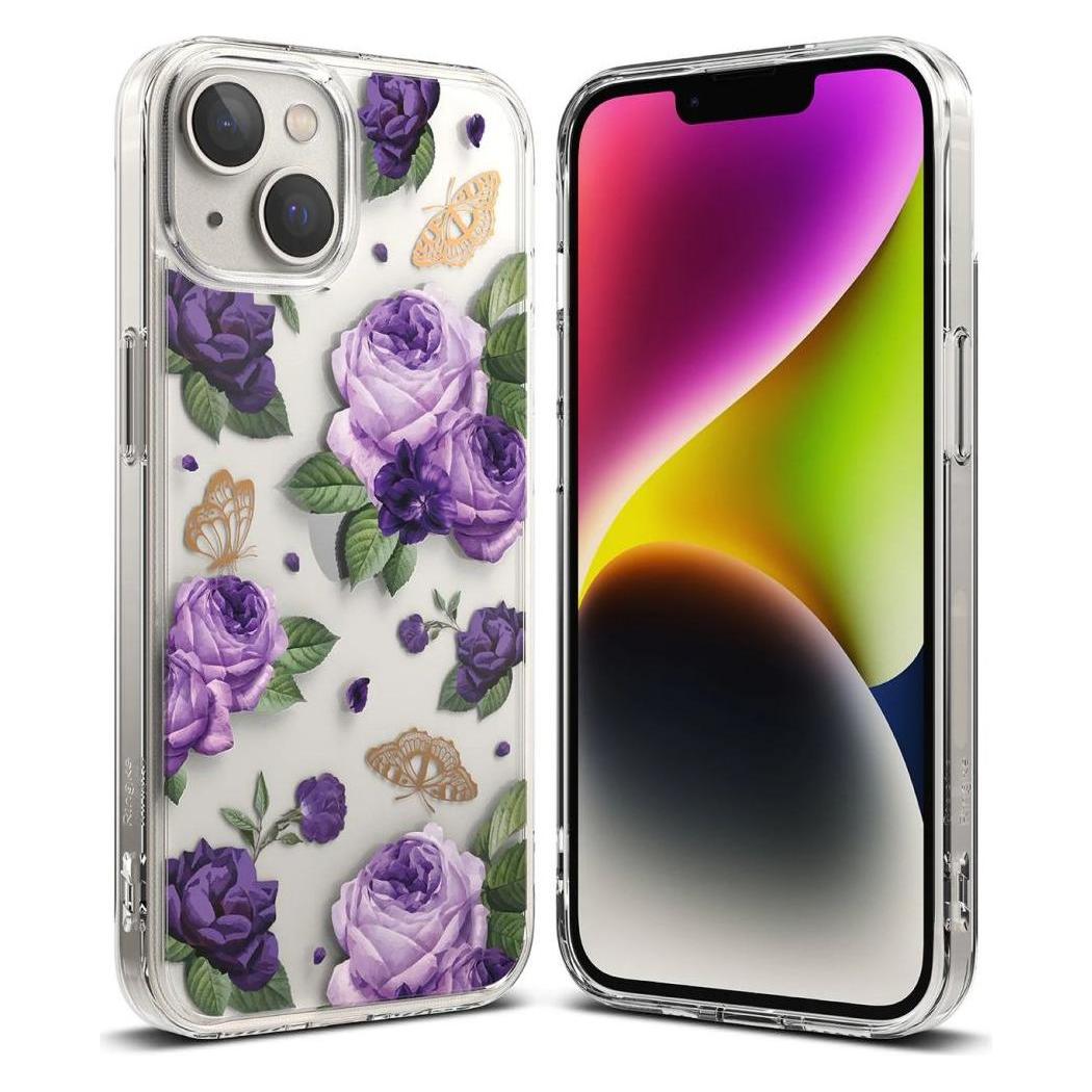 Bild von Ringke Fusion Design Armored Case Cover with Gel Frame for iPhone 14 Plus transparent (Purple rose) (Apple iPhone 14 Plus), Smartphone Hülle, Transparent