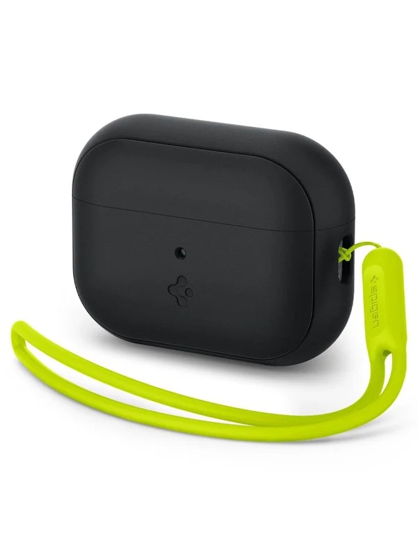 Bild von Spigen SILICONE FIT STRAP Apple AIRPODS PRO 1 / 2 BLACK/PHANTOM GREEN (Kopfhörer Tasche), Kopfhörertasche + Schutzhülle, Schwarz