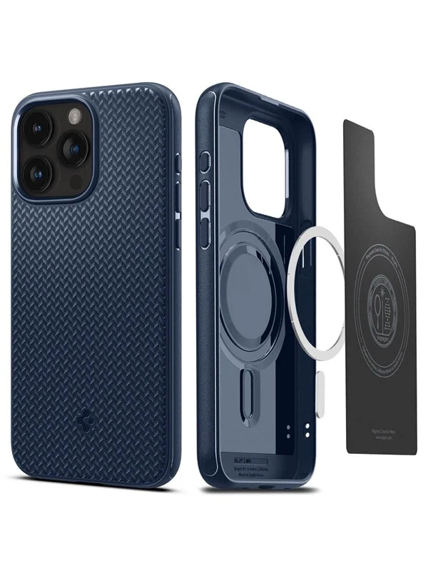 Bild von Spigen Mag Armor iPhone 15 Pro Max 6.7" MagSafe granatowy/navy blue ACS06598 (Apple iPhone 15 Pro Max), Smartphone Hülle, Blau