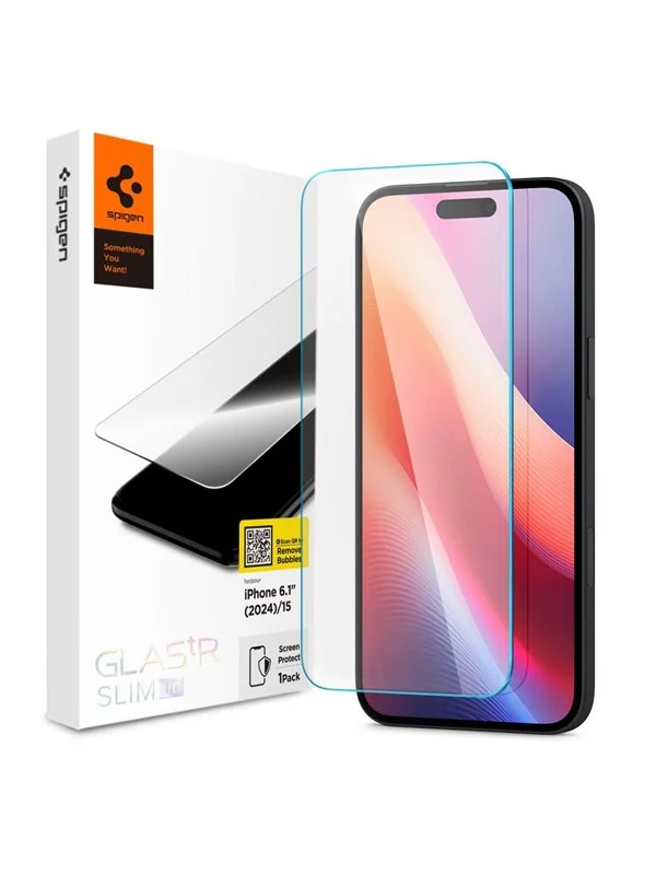 Bild von Spigen Glas.TR Slim iPhone 15/16 AGL06910 szkło hartowane (1 Stück, Apple iPhone 15, Apple iPhone 16), Smartphone Schutzfolie, Transparent