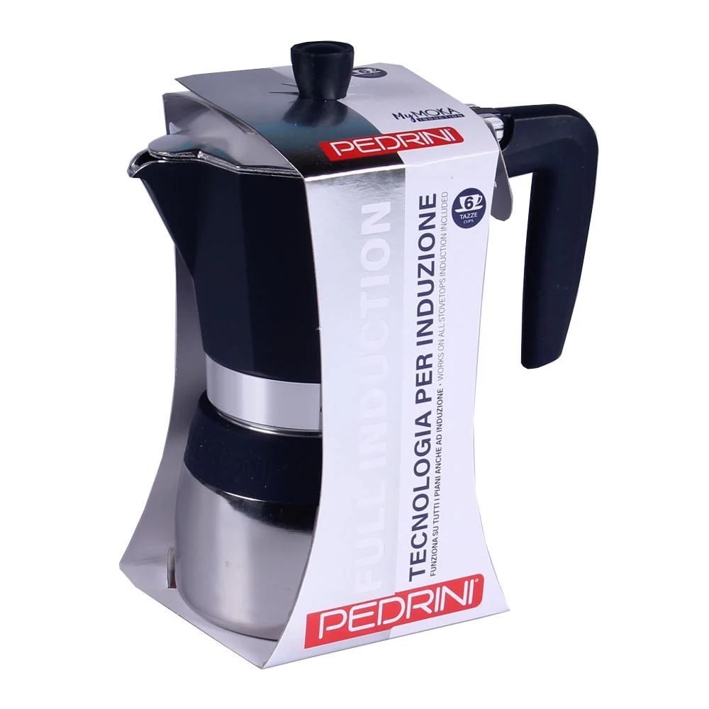 Bild von Pedrini MyMoka - Aluminium Induktion poliert / grauer Ring 6 Tassen