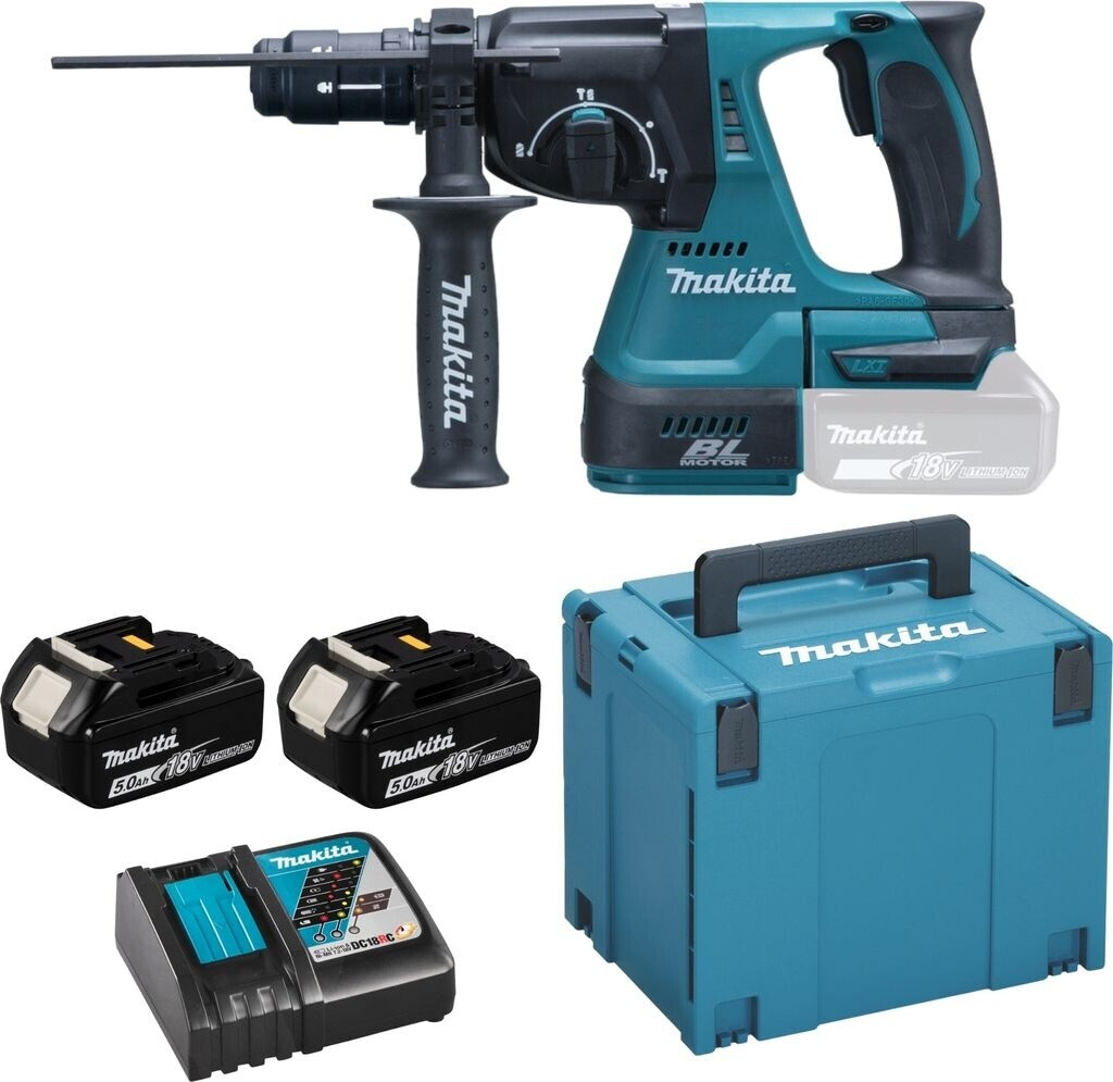 Bild von Makita DHR243RTJ - Bohrhammer - schnurlos - 3 Modi - SDS-plus - 2 Joules - 2 Akkus - 18 V