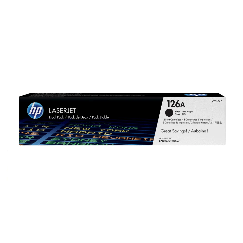 Bild von HP Toner CE310AD (126A) - Doppelpack - Schwarz - Kapazität: 2x 1.200 Seiten (CE310AD)