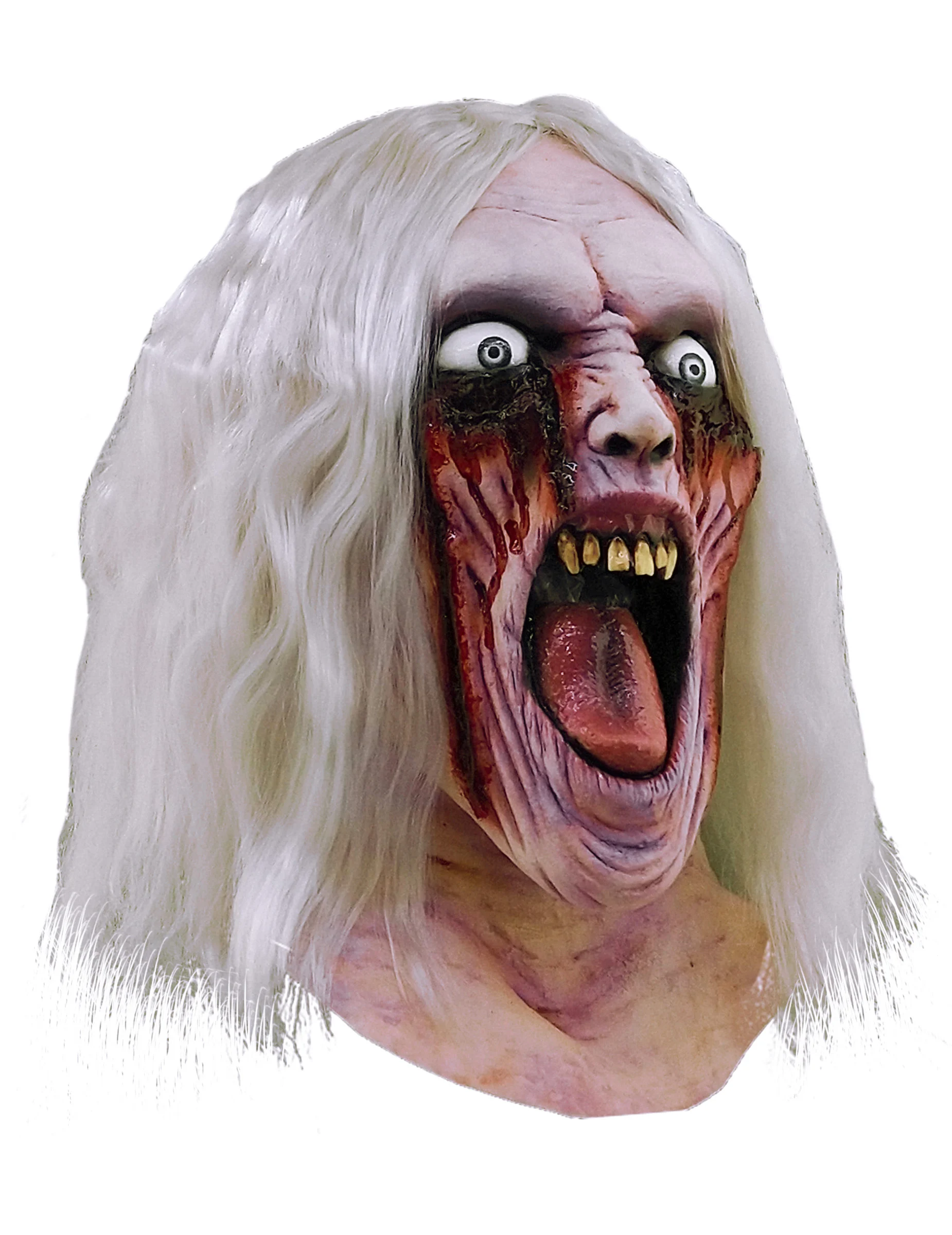 Bild von Blutender Zombie-Beisser Halloween-Maske hautfarben-rot