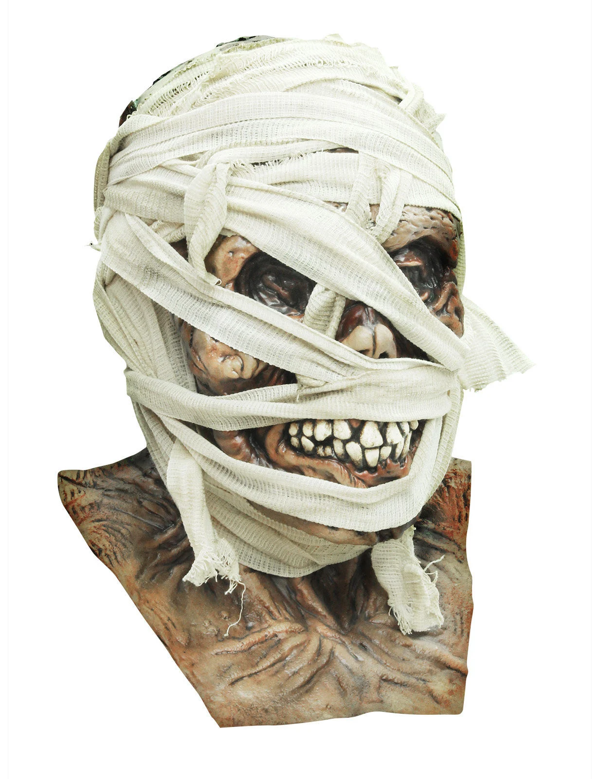 Bild von Zombie-Mumie Halloween Latex-Maske Untoter beige-weiss