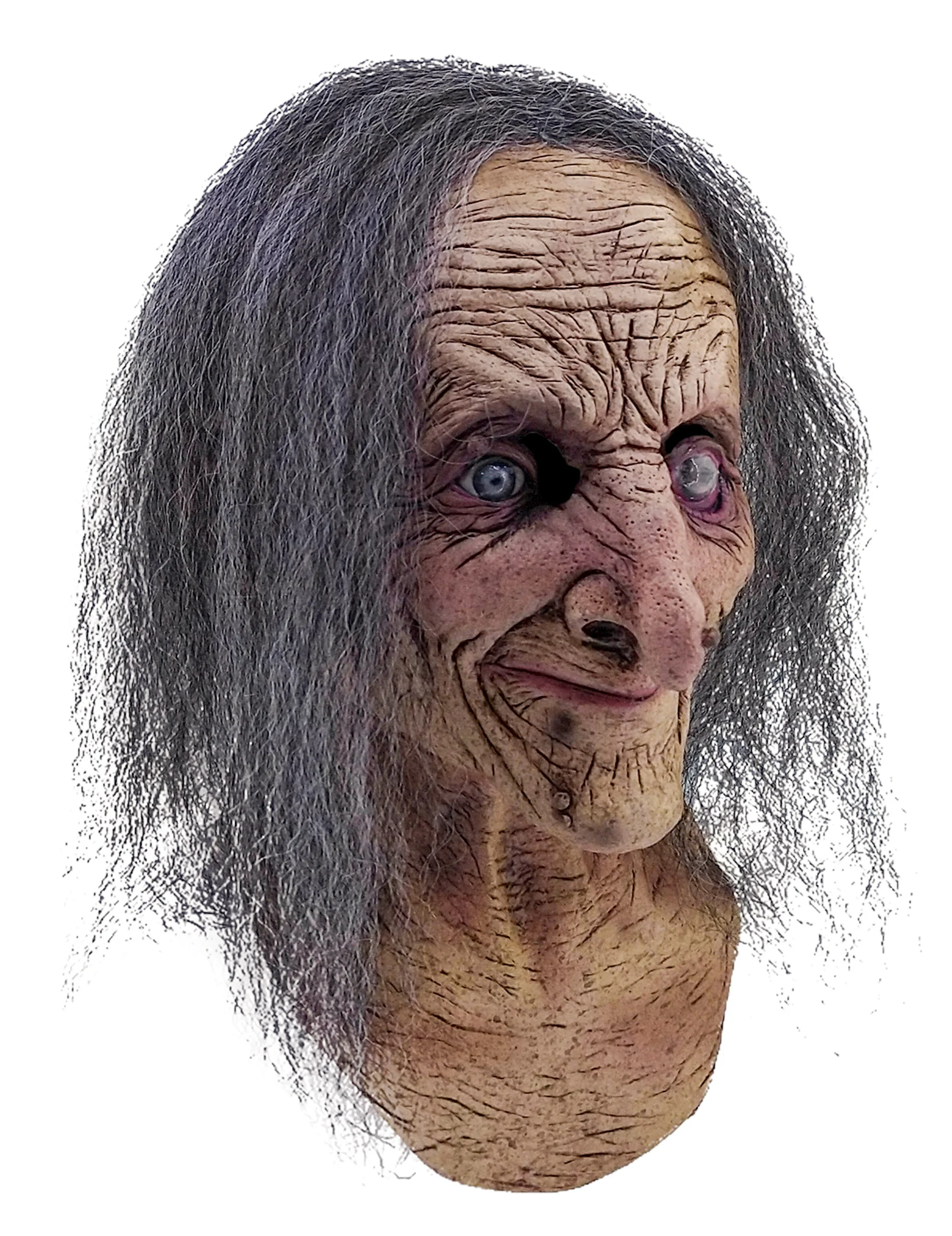Bild von Gesichtsmaske alte Hexe Halloween Kostümaccessoire beige-grau
