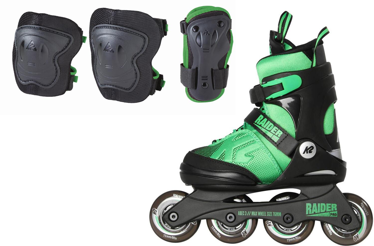 Bild von K2 Unisex-Kinder Raider Pro Pack Skateboardschuhe, Schwarz (Black/Green 001)