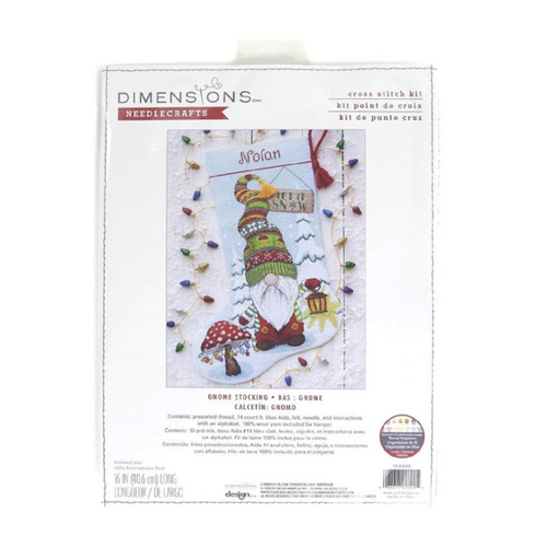 Bild von Dimensions Kreativset Kreuzstich "Weihnachtsstrumpf Zwerg" - Lichter Weihnachten selber gestalten