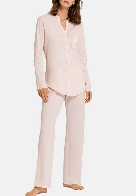 Bild von HANRO Damen Cotton Deluxe Pyjama 1/1 Arm Zweiteiliger Schlafanzug, Rosa (Crystal Pink 071334), 48 (Herstellergröße: L)
