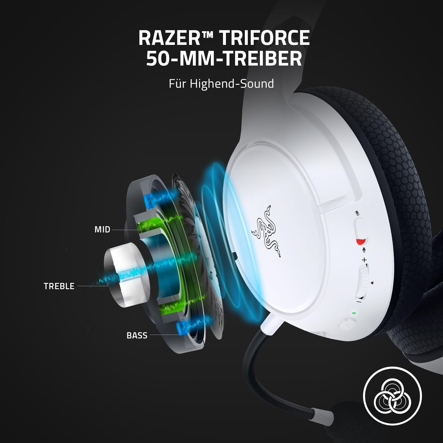 Bild von Razer Kaira HyperSpeed - Kabelloses Multiplattform-Gaming-Headset für Xbox (HyperSpeed Wireless, Triforce 50-mm-Treiber, HyperClear Kardioiden-Mik, FlowKnit Memory Foam Ohrpolster) Schwarz