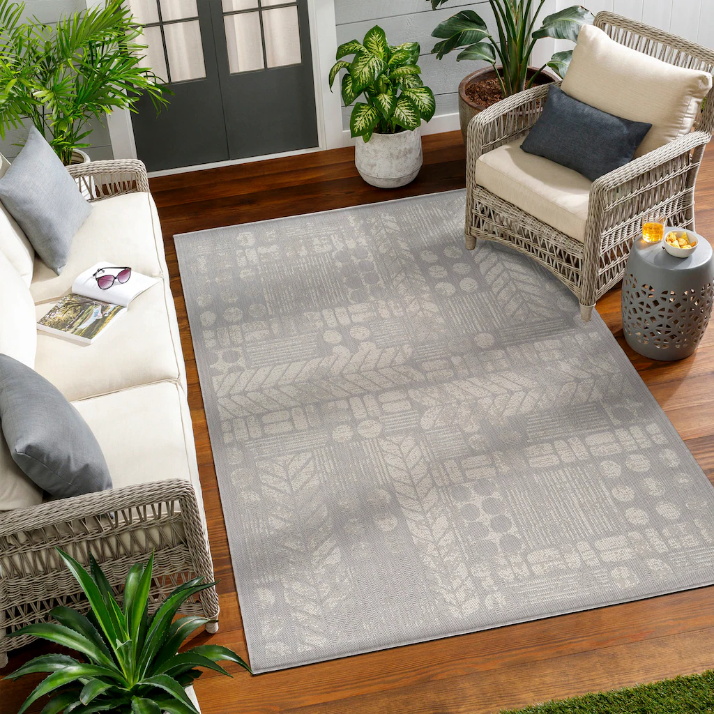 Bild von Surya Payas Teppich Schlafzimmer, Wohnzimmer, Esszimmer, Flur - Moderne Boho Teppich Geometrisches Muster - Weicher Skandinavisch Wohnzimmerteppich Grau, Elfenbein - Carpet 120x170cm Groß Teppich