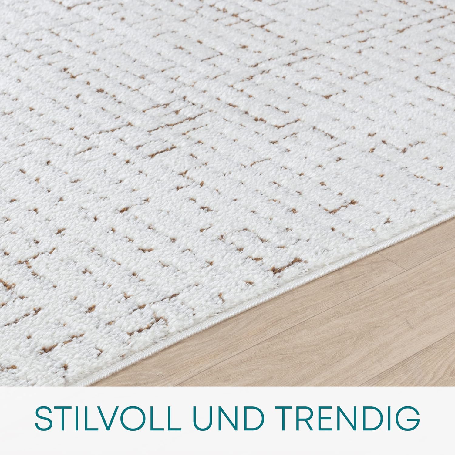 Bild von Livabliss Zadar Wohnzimmer Teppich modern – Abstrakt Design in Marmor Optik für Wohnzimmer 160x213 cm, Esszimmer, Schlafzimmer - Marmor Teppich groß, weicher Teppich Kurzflor in Schwarz und Creme