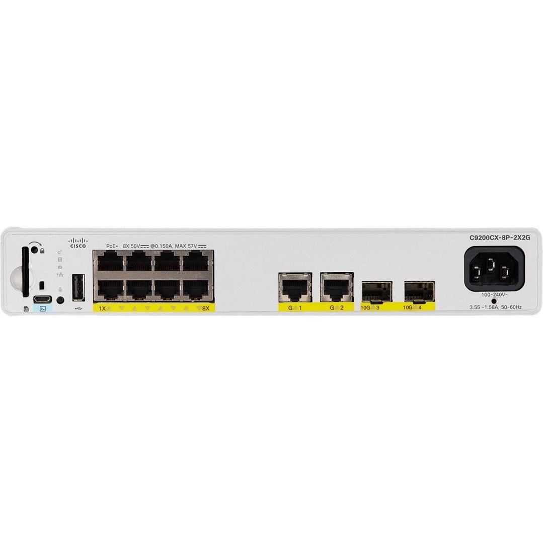 Bild von Cisco CATALYST 9000 COMPACT SWITCH 8 PORT POE+ 240W ADV (8 Ports), Netzwerk Switch, Grau