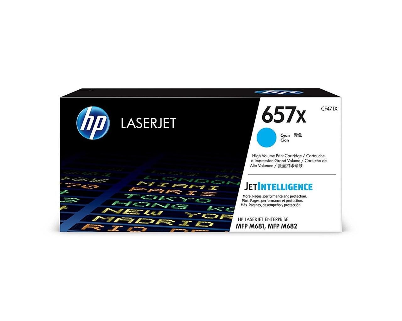 Bild von HP 657X - Hohe Ergiebigkeit - Cyan - Original - LaserJet - Tonerpatrone (CF471X) - für LaserJet Enterprise MFP M681dh, MFP M681f, LaserJet Enterprise Flow MFP M681z, MFP M682z (CF471X)