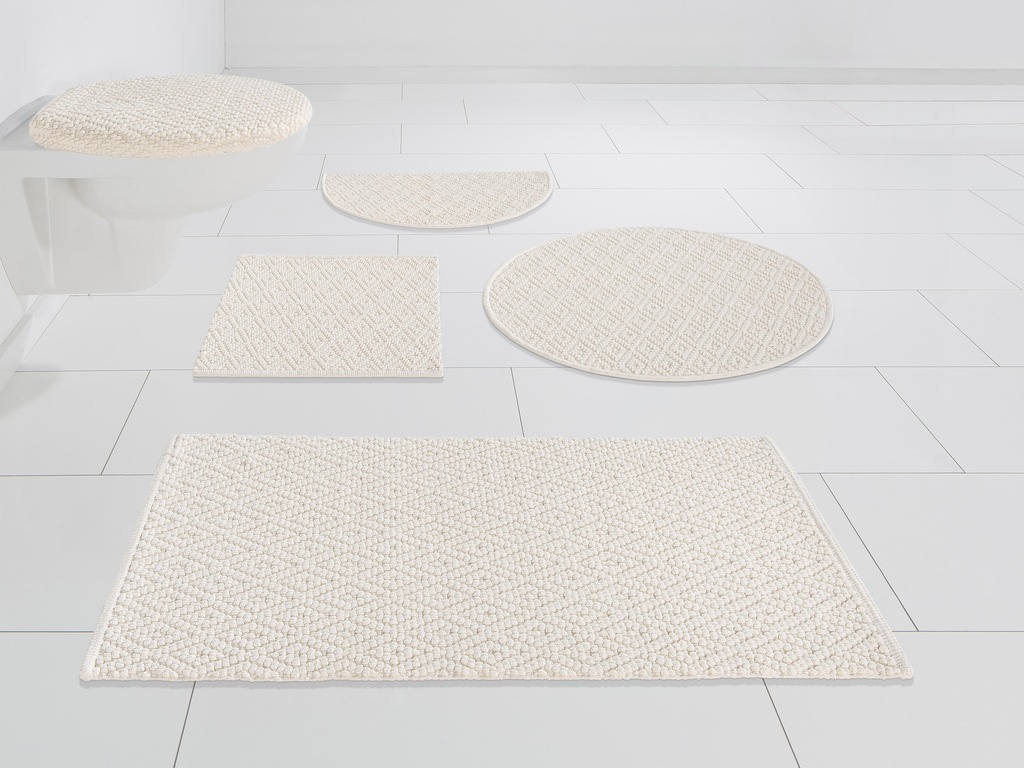 Bild von Home affaire Badematte Numan, Höhe 10 mm, fußbodenheizungsgeeignet, strapazierfähig, Baumwolle, rechteckig, Rauten-Muster, Badteppich, auch als 3 teiliges Set erhältlich