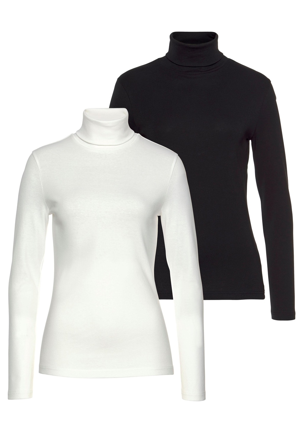 Bild von Flashlights Rollkragenshirt (2er-Pack) Langarm, sehr figurbetont, aus Feinrippstoff, aus 100% Baumwolle