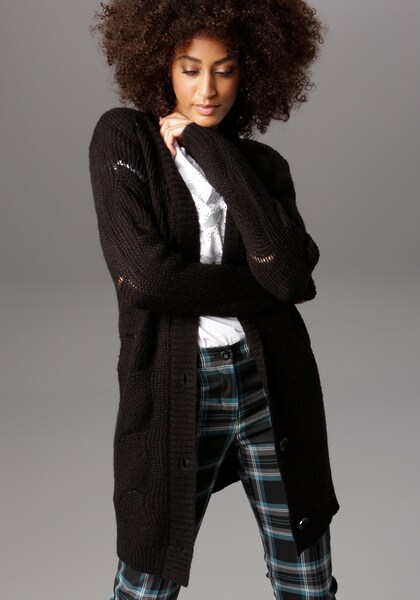 Bild von Aniston SELECTED Longstrickjacke, mit Lochstrick-Muster