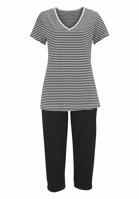 Bild von H.I.S Capri-Pyjama, (2 tlg.), mit geringeltem T-Shirt und legerer Hose
