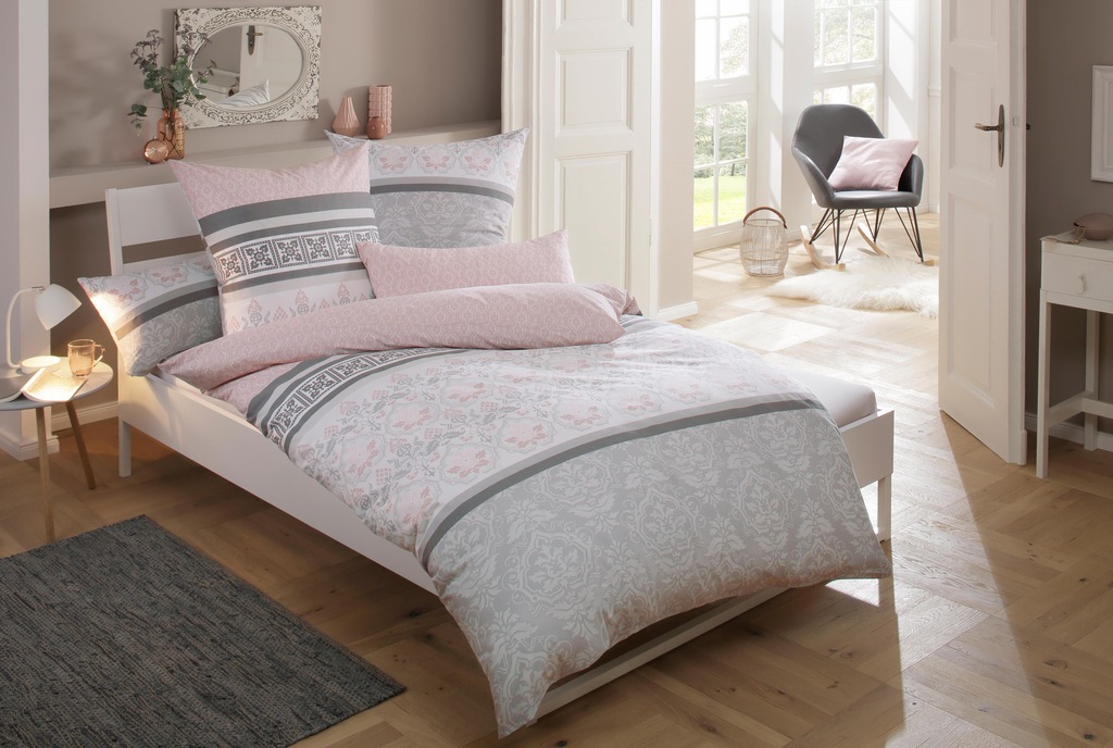 Bild von Home affaire Bettwäsche "Cremona in Renforcé, Biber (Flanell) und PolyCotton Qualität, romantisch, verspielte Ornamente, geeignet im Winter & Sommer, Landhausstil", (2 tlg.)