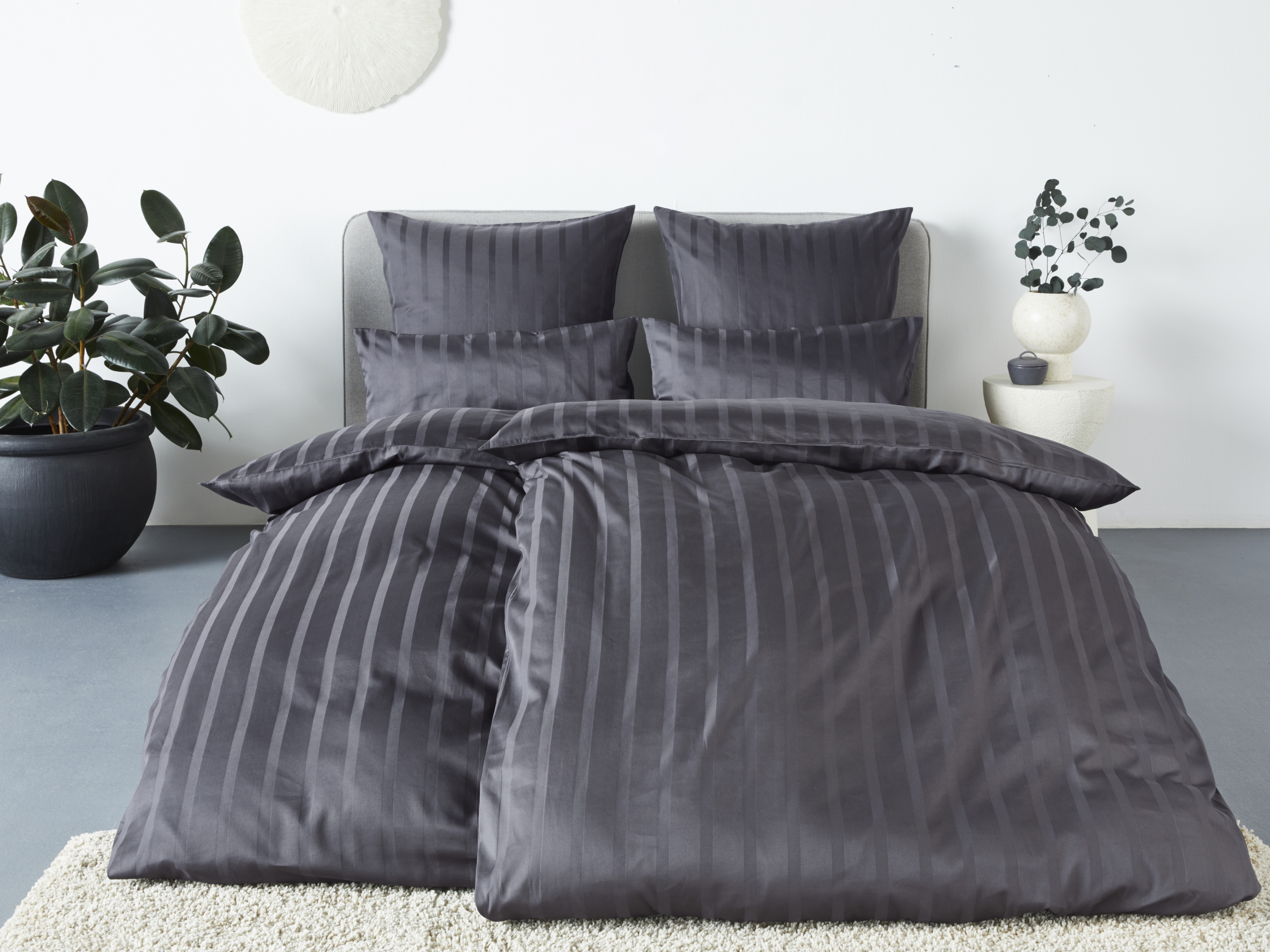 Bild von LeGer Home by Lena Gercke Bettwäsche Leonore, Mako-Satin, 2 teilig, Mako-Satin Streifen aus 100% Baumwolle, Größe ab 135x200 cm