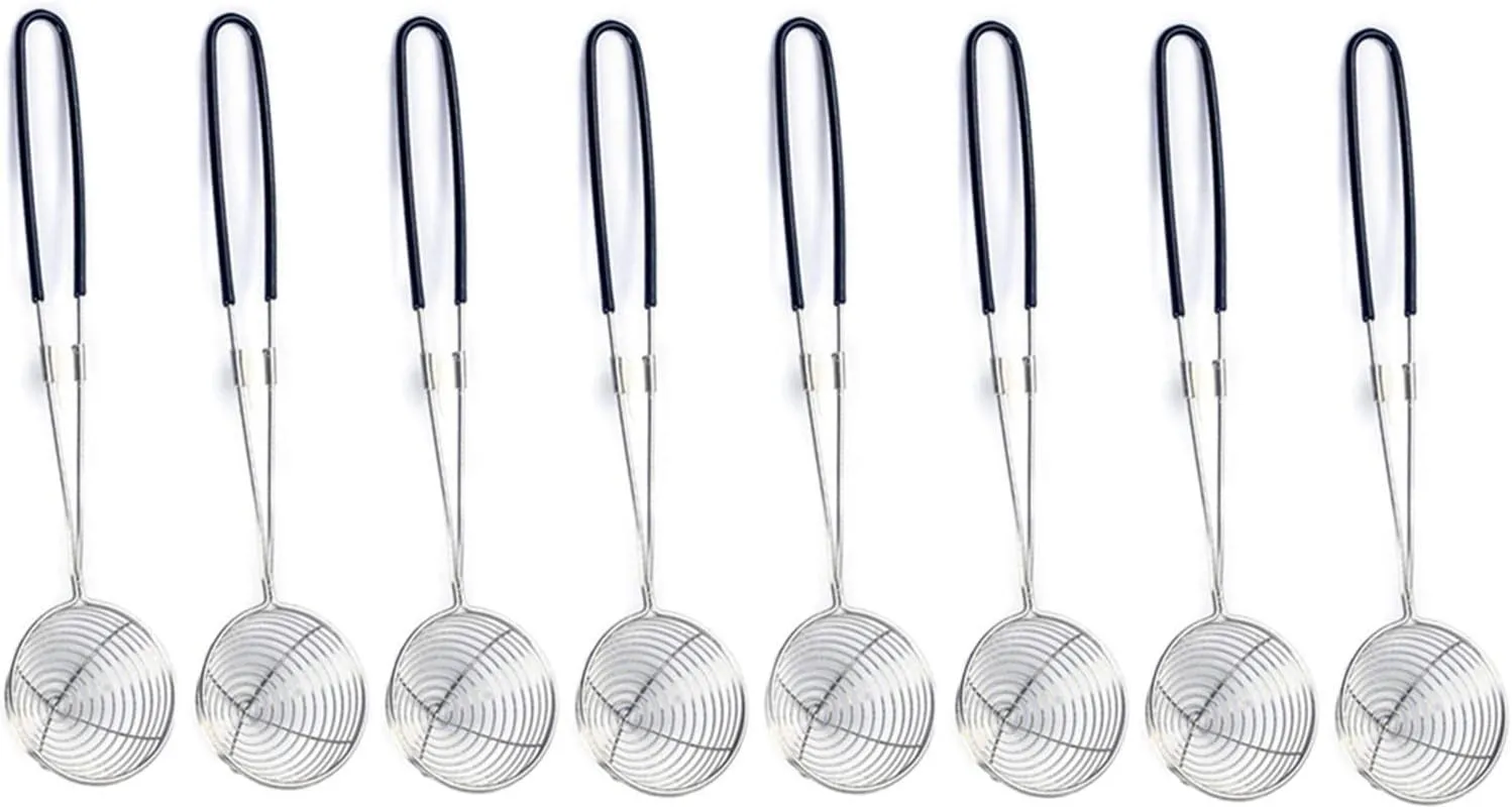 Bild von 8er Set Edelstahl Kescher für Fondue mit Griffen und feinem Maschengewebe für Gemüse, Pilze, Fleisch und Fisch