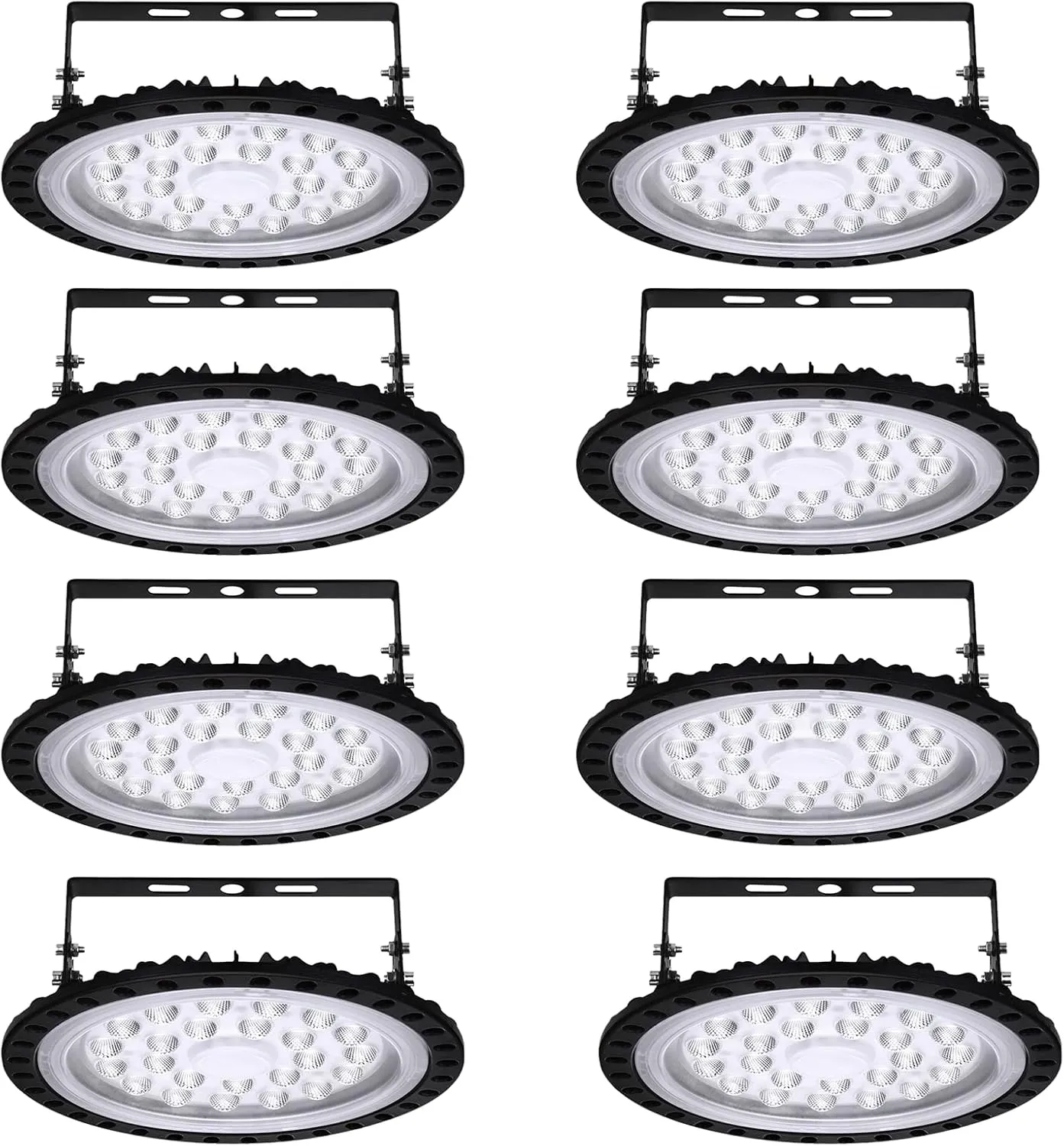 Bild von 8er Set LED UFO Industrielampe 100W mit 6500K Kaltweiß und IP67 wasserdicht für Fabrikhallen und Werkstätten