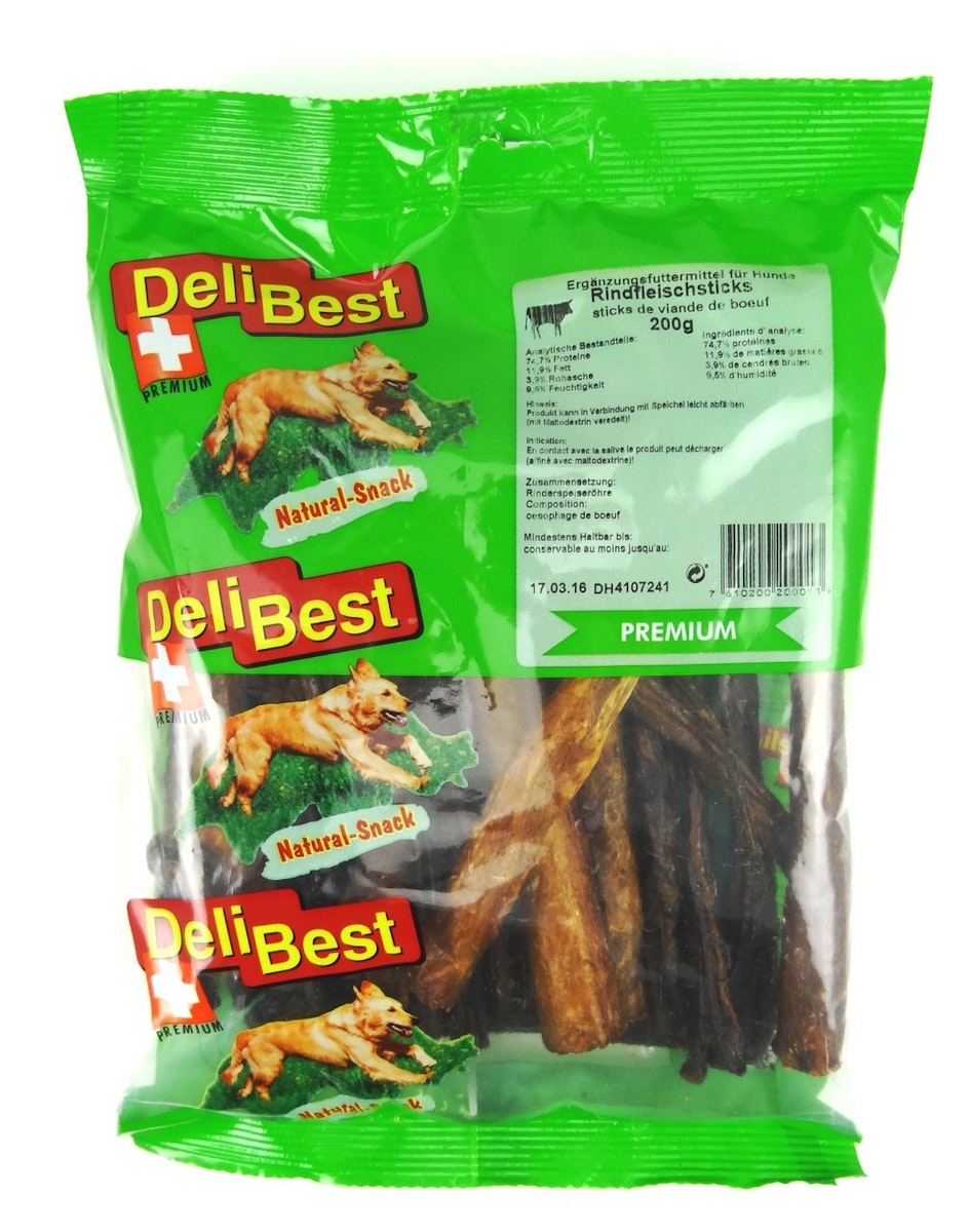 Bild von DeliBest Sticks Hundekauartikel Straussenfleisch 500 Gramm