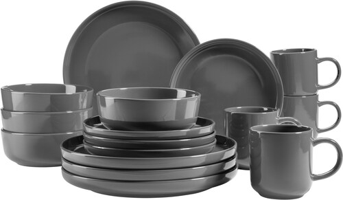 Bild von MÄSER Serie Alenia, Geschirr Set für 4 Personen in modernem skandinavischem Design, 16-teiliges Kombiservice aus Keramik in Grau, Steinzeug