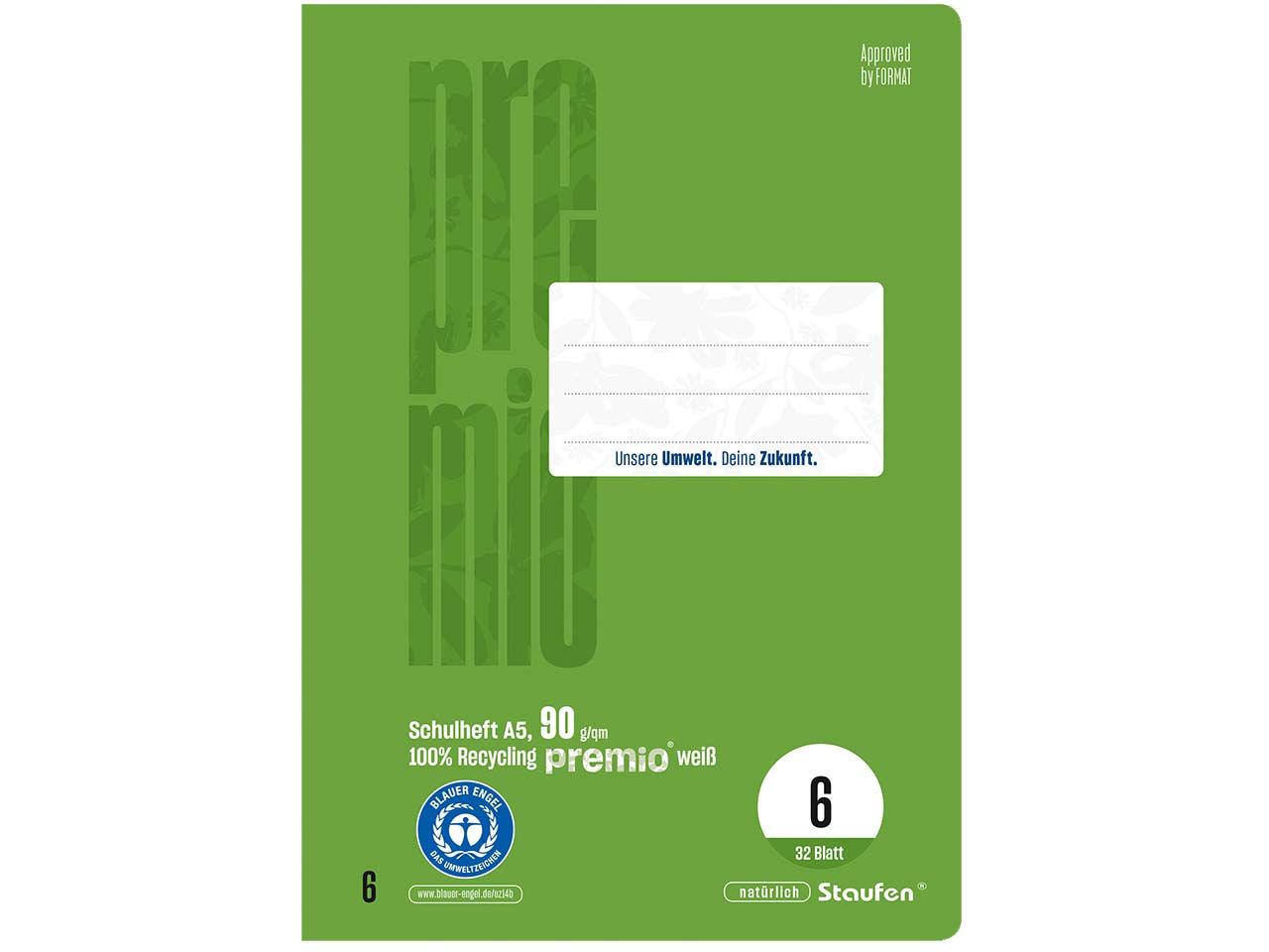 Bild von Staufen "Premio" Schulheft DIN A5, 32 Blatt, 90 g/m², Lineatur 6