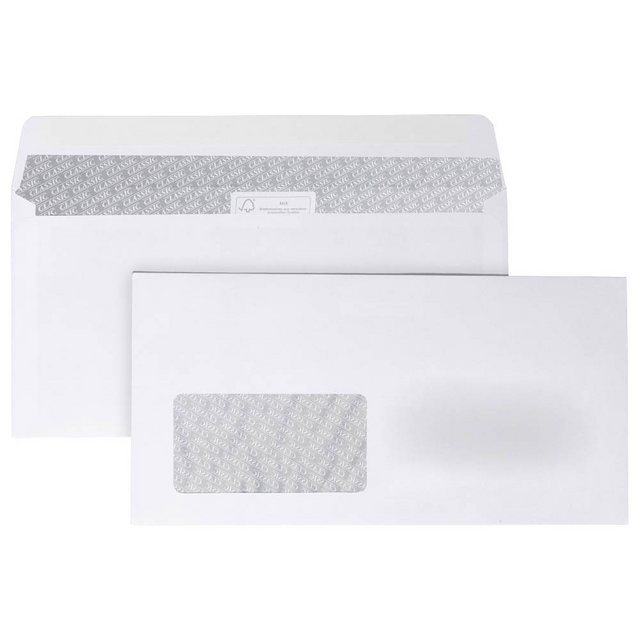 Bild von ÖKI Classic Briefumschläge Fenster: Links DIN C6/5 229 (B) x 114 (H) mm Haftklebestreifen Weiß 80 g/m2 25 Stück