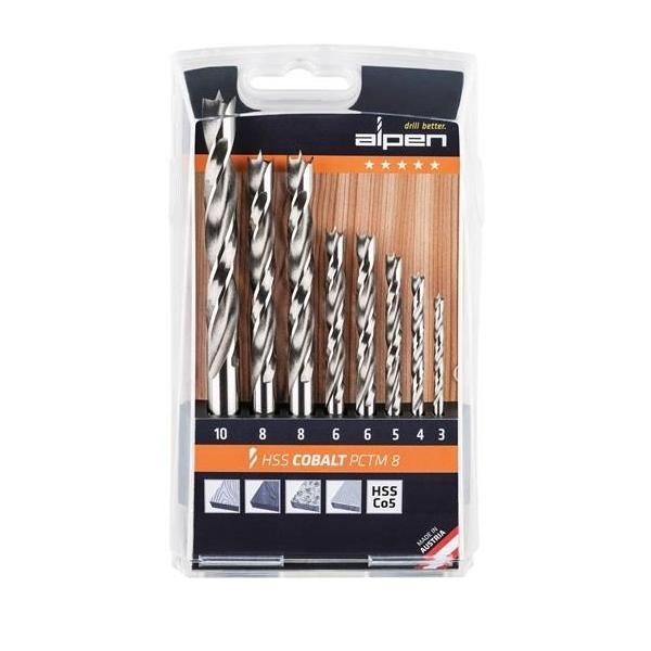 Bild von Alpen 0063300008100 Holz-Spiralbohrer 8teilig 3 mm, 4 mm, 5 mm, 6 mm, 6 mm, 8 mm, 8 mm, 10mm 1St.